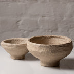 Handmade Paper Mâché Bowl Set (2) – Rustic Beige Decorative Bowls for Modern Homes | AALA India