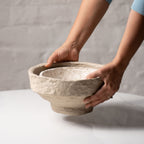 Artisan crafted paper mache bowl for shelf and console decor