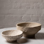 Handmade paper mache bowl with raw organic texture