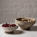 Textured paper mache pedestal bowl for modern home decor