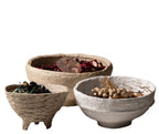Handmade Papier-Mâché Bowl with Tripod Base | Earth Tone Decor