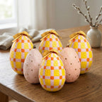 Easter Egg Hanging Decorations Set of 5 – Handmade Paper Mache Pastel Eggs with Ribbon, Easter Tree Ornaments for Spring Home Decor, Wreath, Table Centrepiece & Easter Decorations