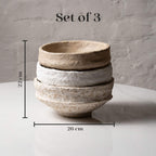 AALA INDIA Handmade Paper Mache Decorative Bowl Set of 3 – Rustic Textured Potpourri Bowls for Coffee Table, Centrepiece & Modern Home Décor