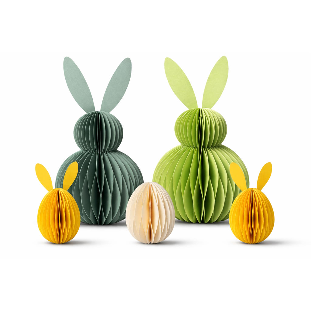 Honeycomb Easter Bunny Decorations Set – 3D Paper Bunny Ornaments with Magnetic Closure, Reusable Spring Table Centrepiece & Hanging Easter Egg Decor for Home, Party & Seasonal Display
