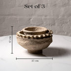 Set of 3 Handmade Paper Mache Decorative Bowls – Rustic Textured Nesting Bowl Set for UK & European Home Décor, Eco-Friendly Boho Centrepiece, Potpourri & Table Display Bowls