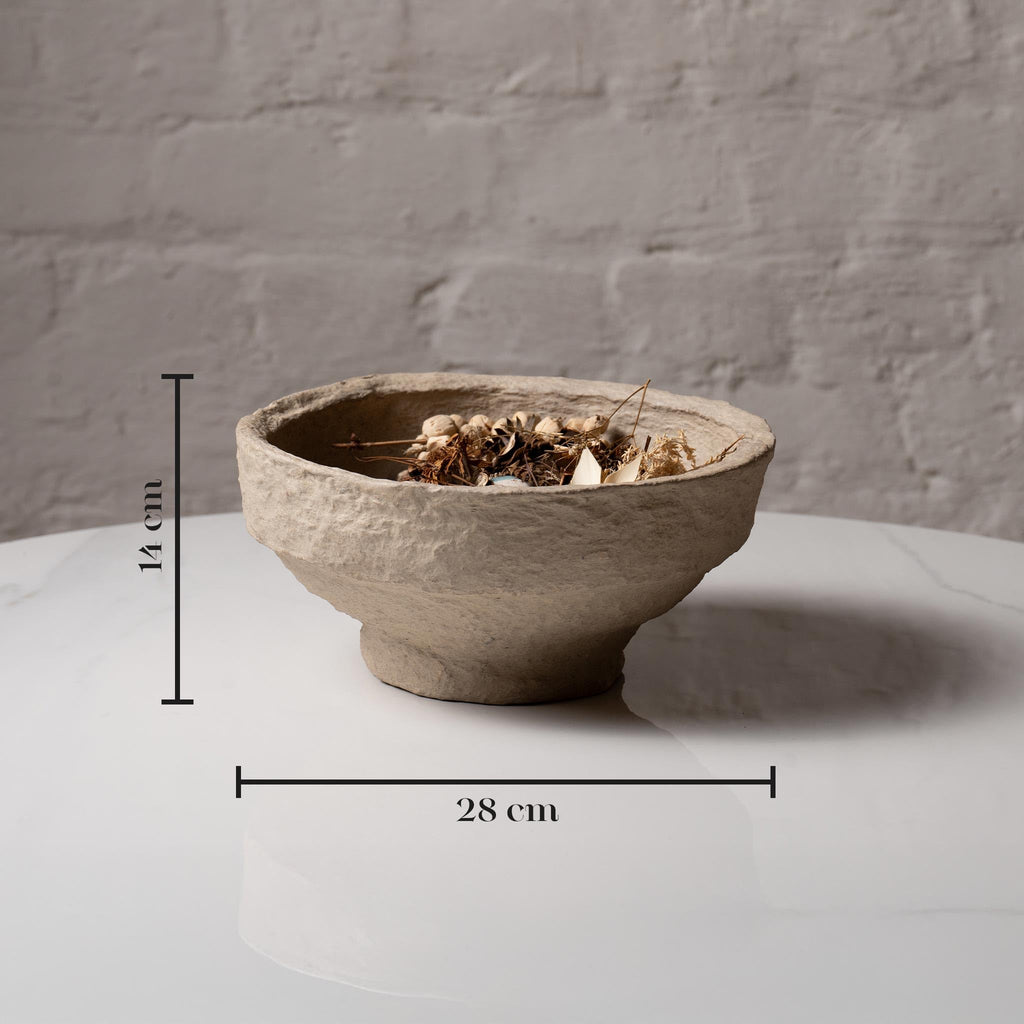 Set of 2 Handcrafted Paper Mache Decorative Bowls – Rustic Stone Finish Potpourri Bowl Set for Coffee Table, Living Room & Modern UK Home Décor