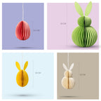 Easter Honeycomb Bunny Decorations Set – Colourful Paper Bunny & Egg Ornaments with Magnetic Closure, Reusable Spring Table & Hanging Easter Tree Decor