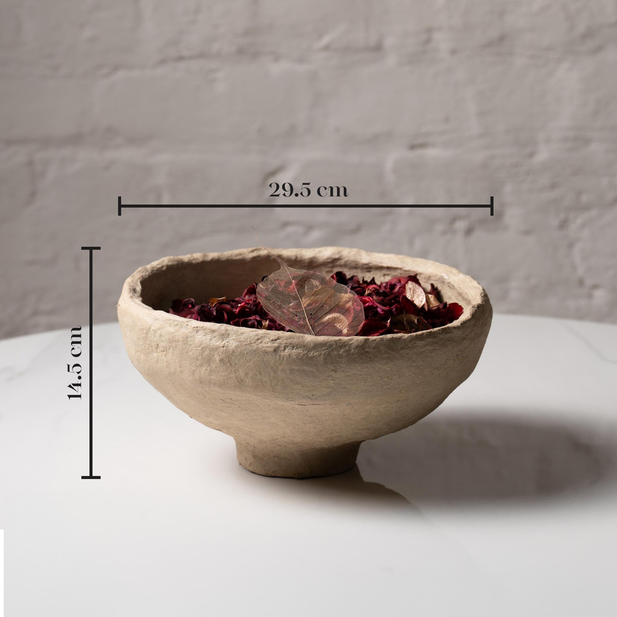 Aala Set of 3 Handmade Paper Mache Decorative Bowls – Rustic Neutral Potpourri Bowls for Coffee Table, Boho Home Decor Display Bowls Set, Natural Textured Tabletop Centrepiece