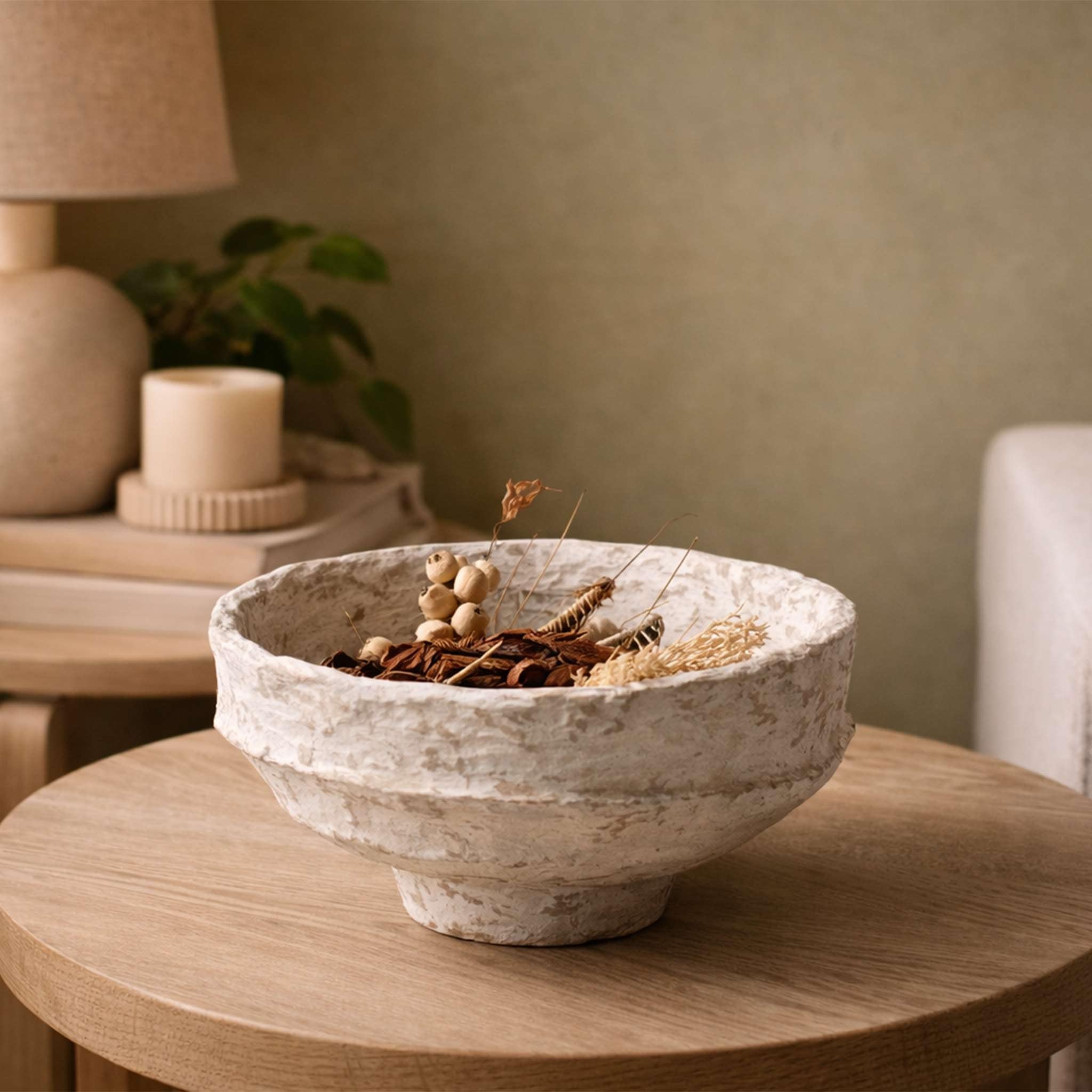 AALA INDIA Handmade Paper Mache Decorative Bowl Set of 3 – Rustic Textured Potpourri Bowls for Coffee Table, Centrepiece & Modern Home Décor