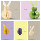 Easter Honeycomb Bunny Decorations Set – Foldable 3D Paper Rabbit Ornaments with Magnetic Closure, Pastel Hanging Easter Eggs & Bunnies for Spring Home Décor, Easter Tree, Table Centrepiece.