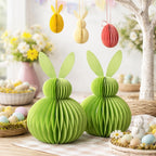 Easter Honeycomb Bunny Decorations Set – Colourful Paper Bunny & Egg Ornaments with Magnetic Closure, Reusable Spring Table & Hanging Easter Tree Decor