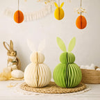 3D Honeycomb Easter Bunny Decoration Set – Foldable Paper Bunny Ornaments with Magnetic Closure, Spring Table Centrepiece & Hanging Easter Egg Decorations for Home, Easter Party and Seasonal Decor