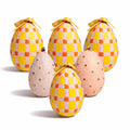 Easter Egg Hanging Decorations Set of 5 – Handmade Paper Mache Pastel Eggs with Ribbon, Easter Tree Ornaments for Spring Home Decor, Wreath, Table Centrepiece & Easter Decorations