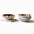 Set of 2 Rustic Decorative Bowls – Textured Stone Effect Centrepiece Bowls for Coffee Table, Potpourri & Dried Flower Display – Farmhouse Home Décor for UK & European Homes