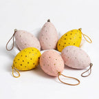 Handmade Paper Mâché Easter Egg Hanging Decorations – Pastel Speckled Easter Tree Ornaments for Spring & Easter Home Décor (Set of 6, 8cm)
