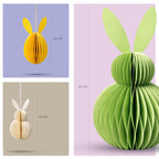 Honeycomb Easter Bunny Decorations Set – 3D Paper Rabbit Table & Hanging Ornaments with Magnetic Closure, Reusable Spring Easter Party & Home Décor (Pastel Bunny Set)