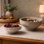 Set of 2 Handcrafted Paper Mache Decorative Bowls – Rustic Stone Finish Potpourri Bowl Set for Coffee Table, Living Room & Modern UK Home Décor